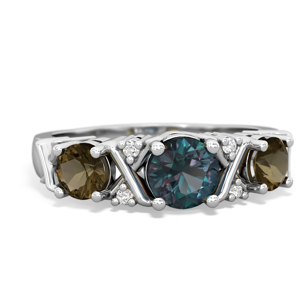 Alexandrite Hugs And Kisses 14K White Gold ring R5016