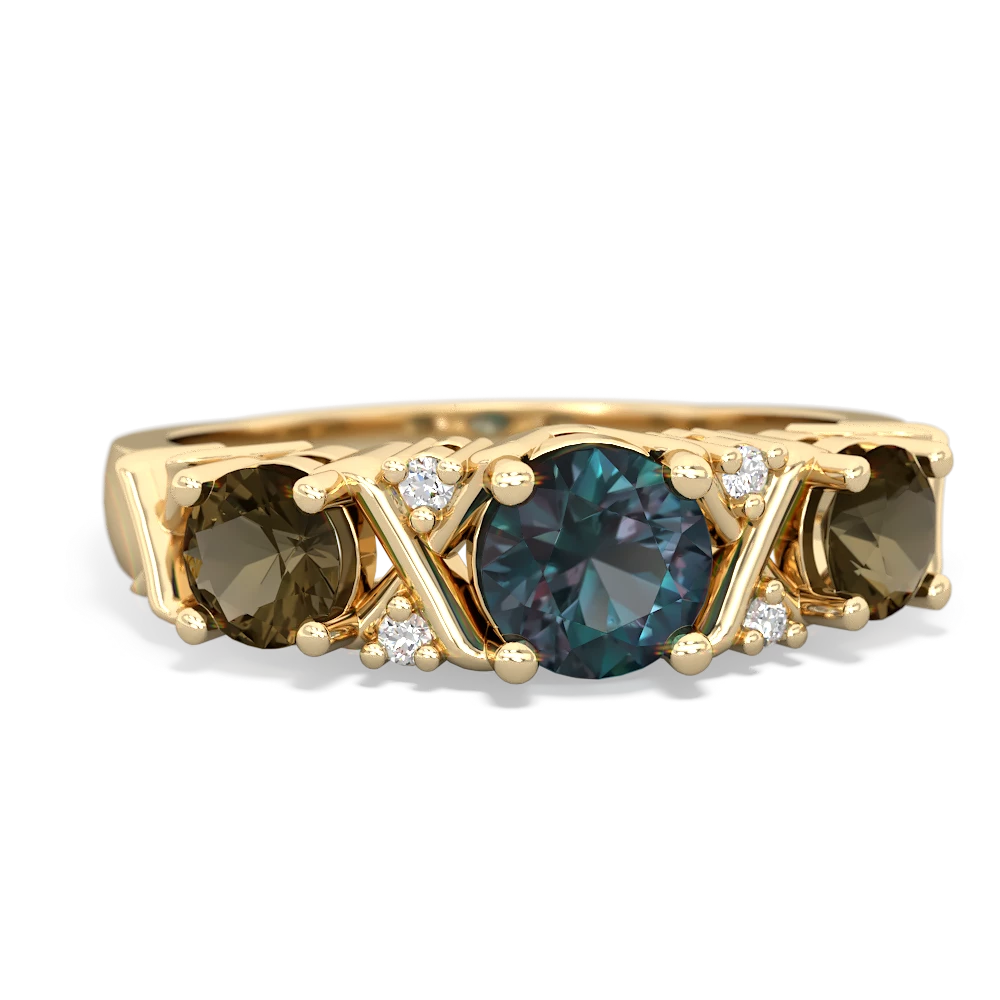 Alexandrite Hugs And Kisses 14K Yellow Gold ring R5016