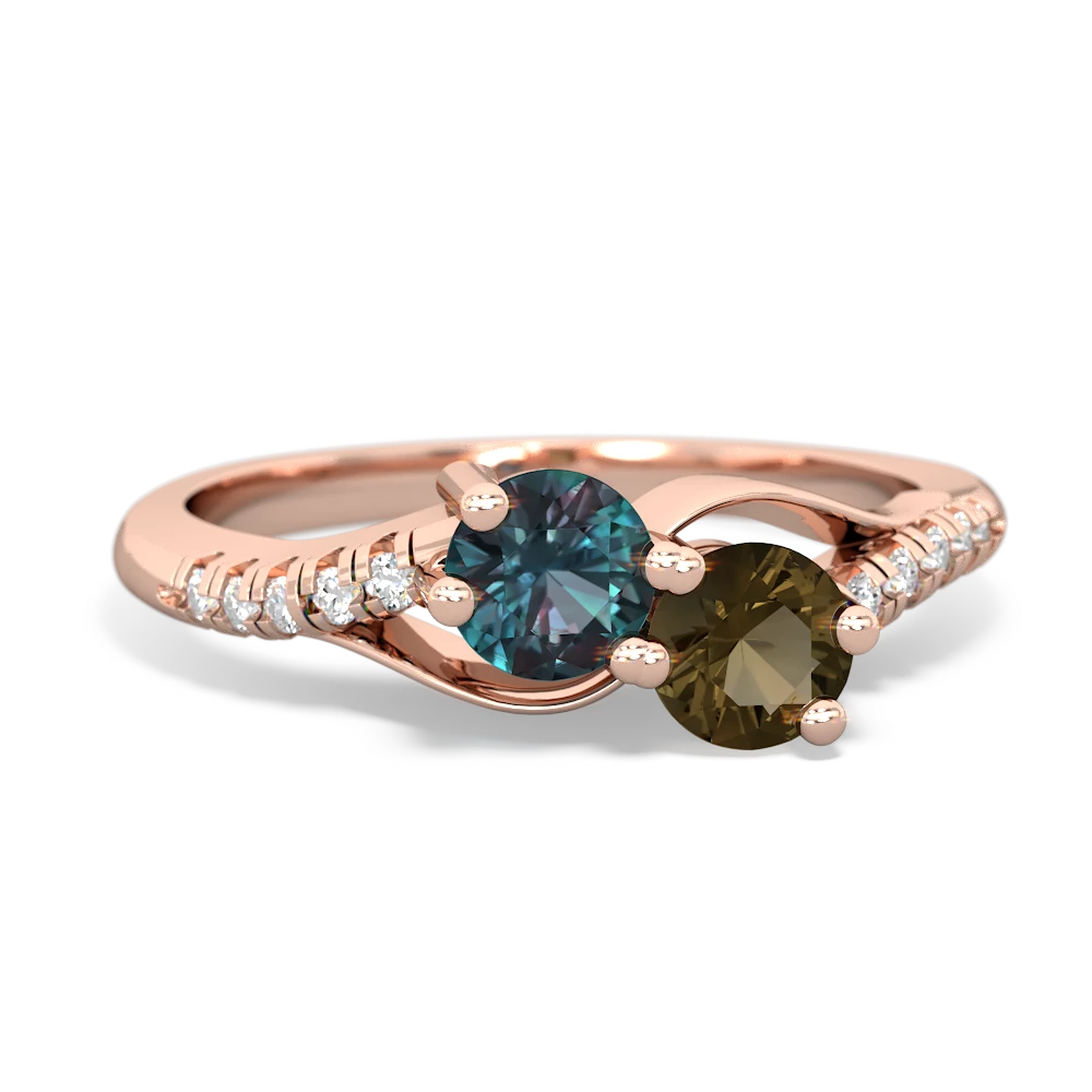 Alexandrite Infinity Pave Two Stone 14K Rose Gold ring R5285