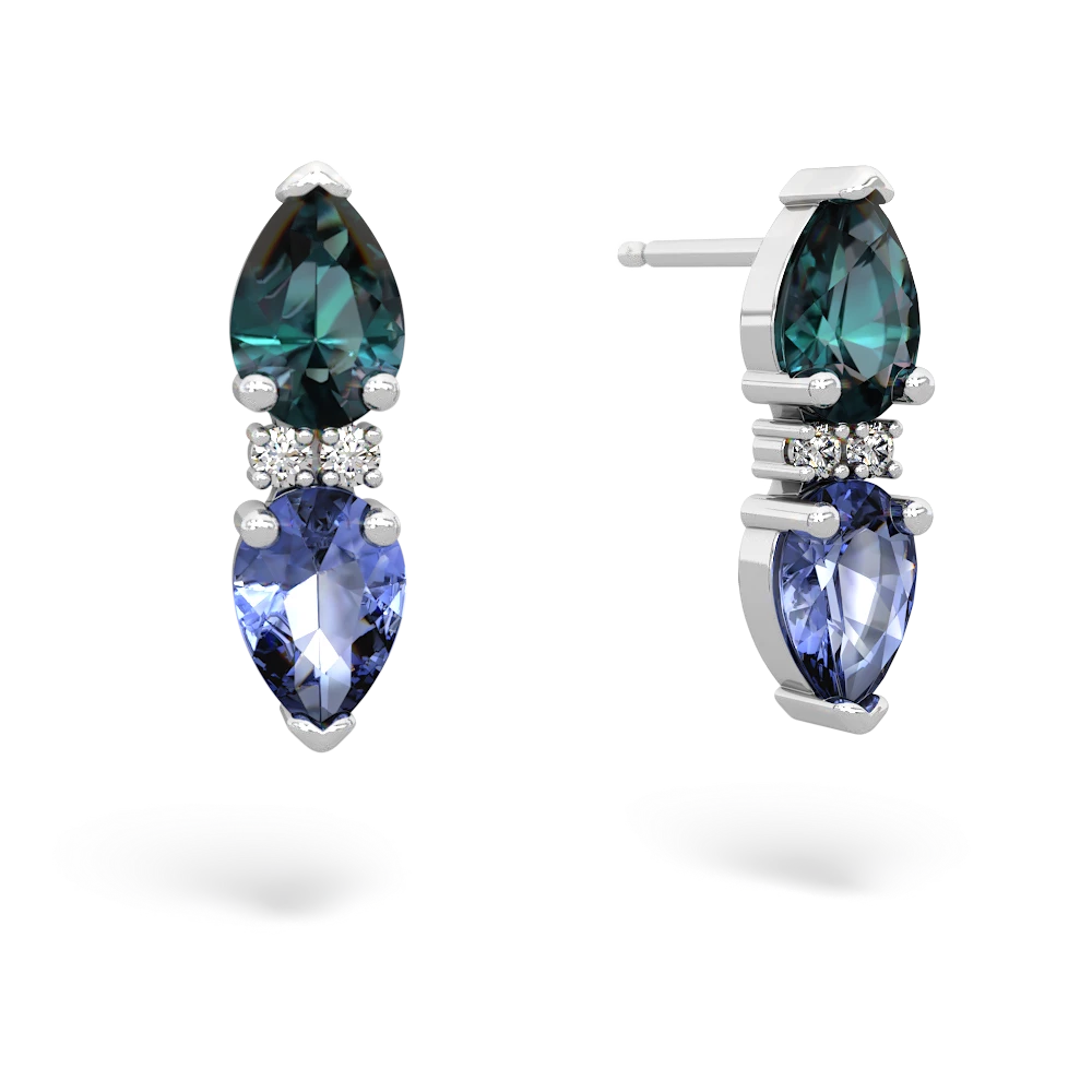 Alexandrite Bowtie Drop 14K White Gold earrings E0865