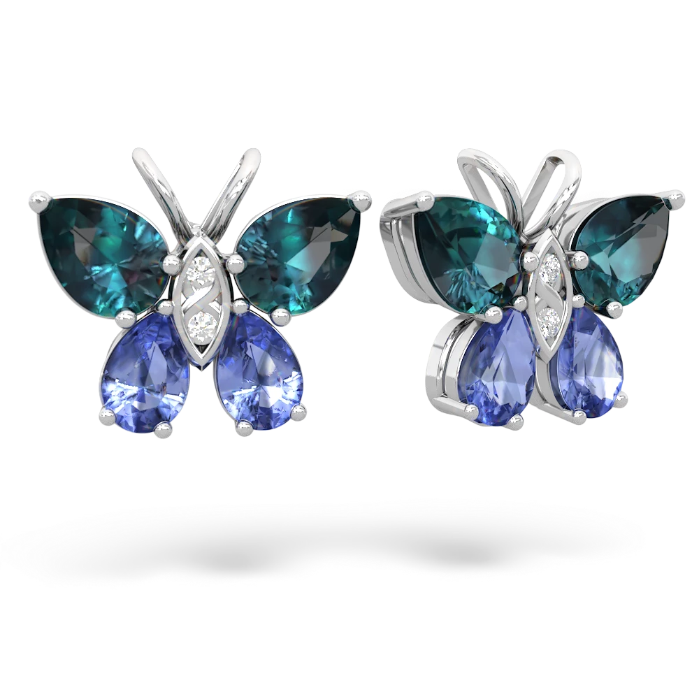 Alexandrite Butterfly 14K White Gold earrings E2215