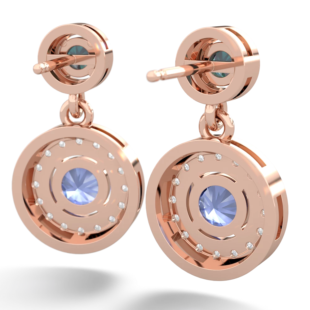 Alexandrite Halo Dangle 14K Rose Gold earrings E5319