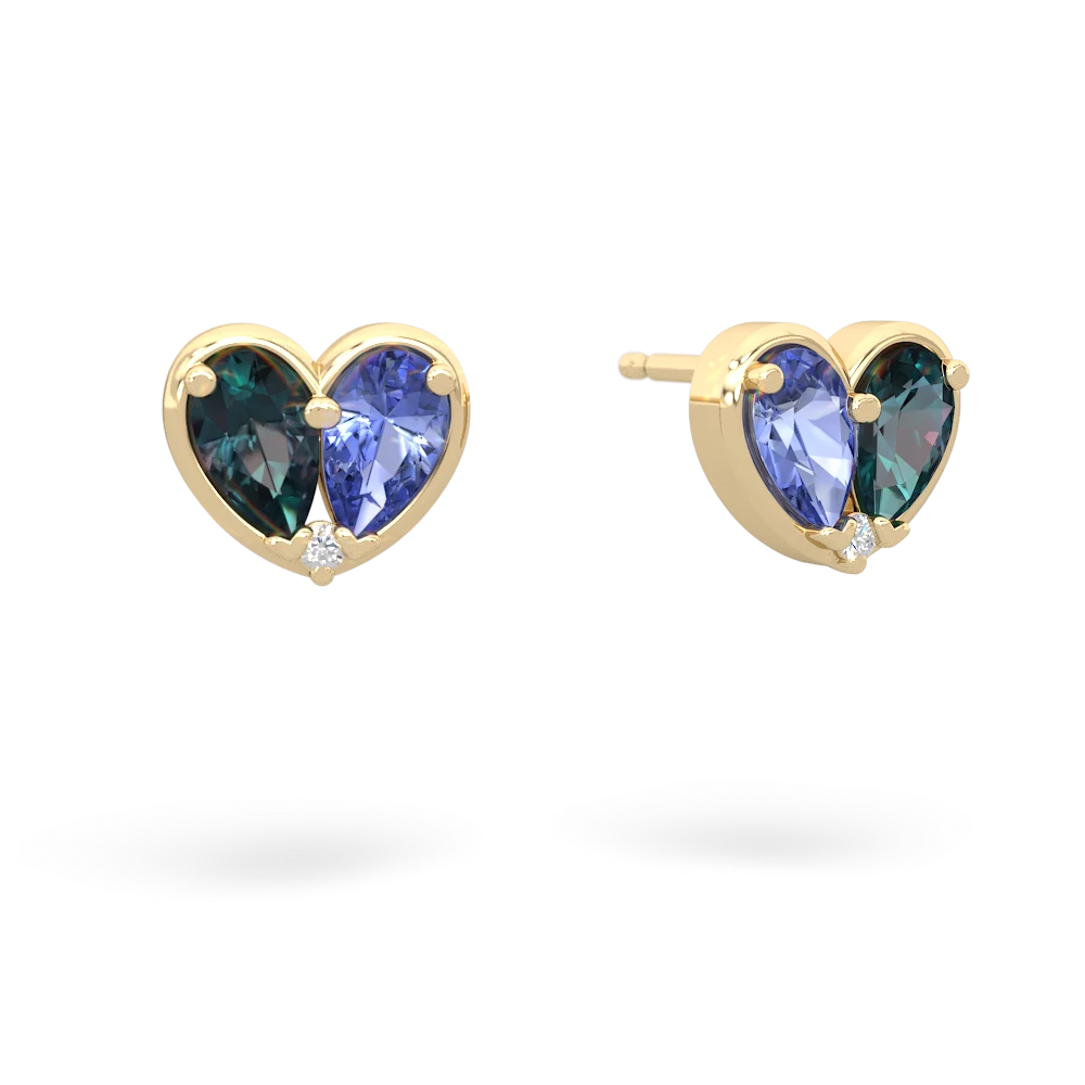 Alexandrite 'Our Heart' 14K Yellow Gold earrings E5072