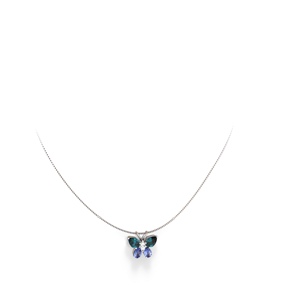 Alexandrite Butterfly 14K White Gold pendant P2215