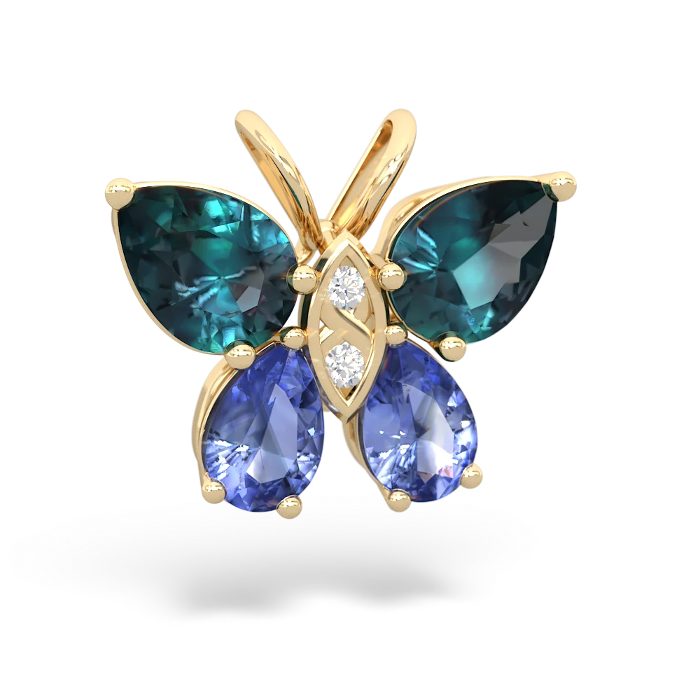 Alexandrite Butterfly 14K Yellow Gold pendant P2215