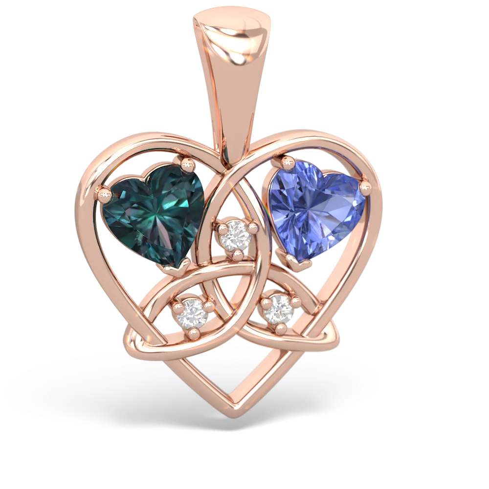 Alexandrite Celtic Trinity Heart 14K Rose Gold pendant P5331