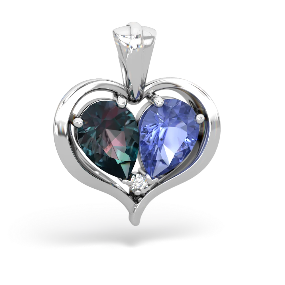 Alexandrite Two Become One 14K White Gold pendant P5330