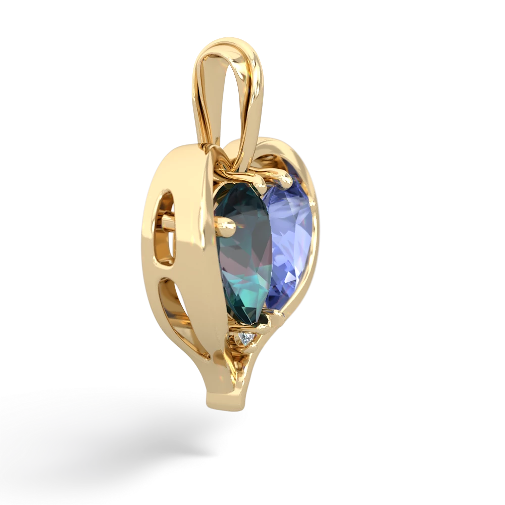 Alexandrite Two Become One 14K Yellow Gold pendant P5330