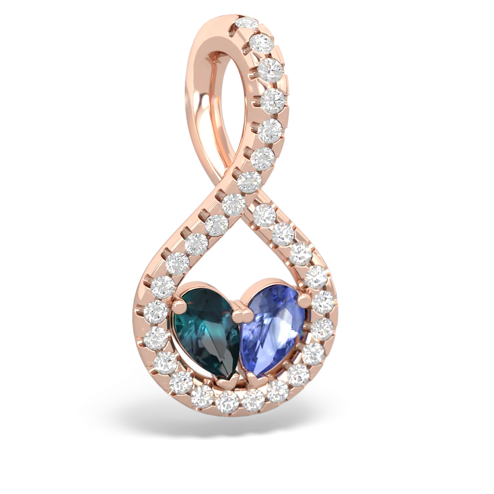 Alexandrite Pave Twist 'One Heart' 14K Rose Gold pendant P5360