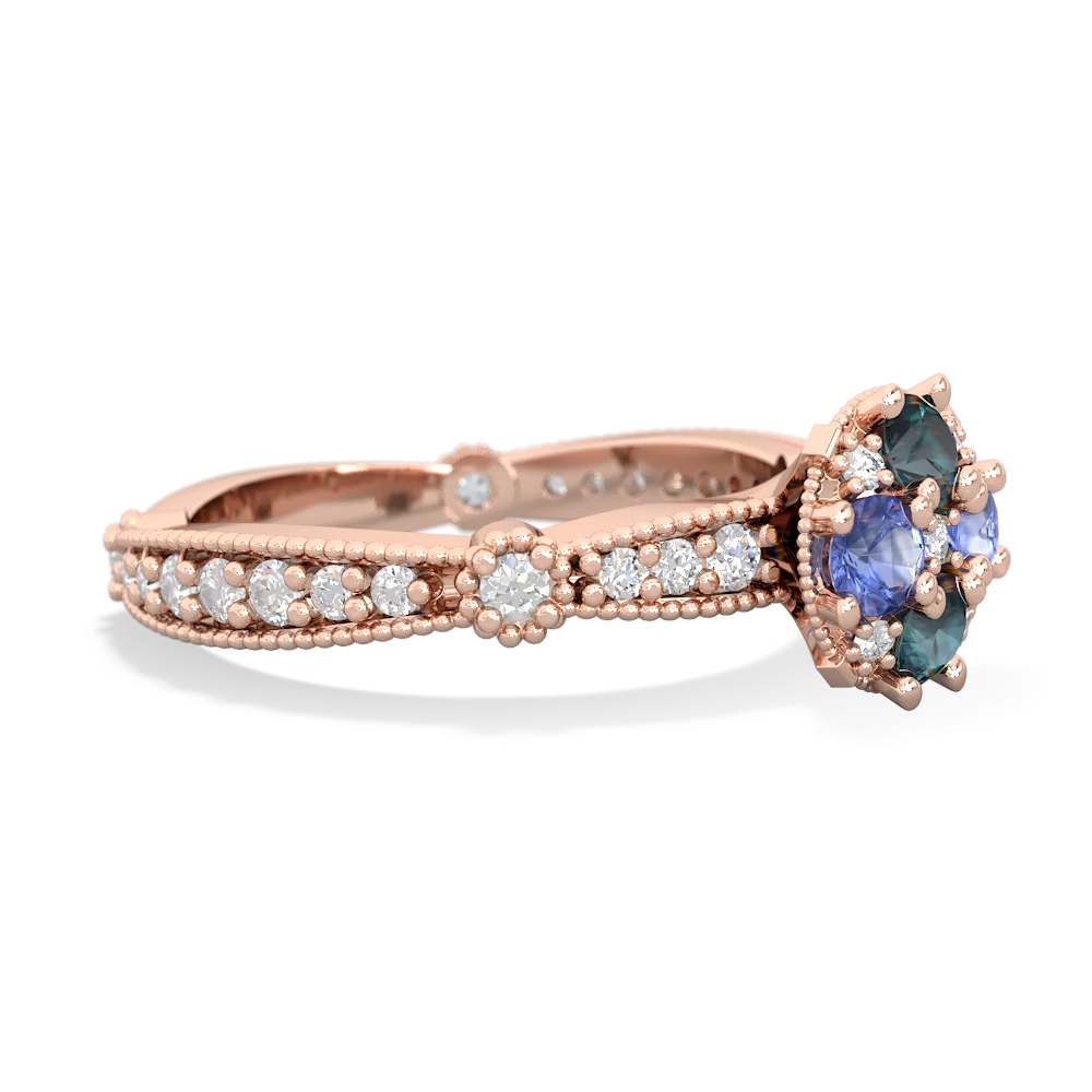 Alexandrite Sparkling Tiara Cluster 14K Rose Gold ring R26293RD