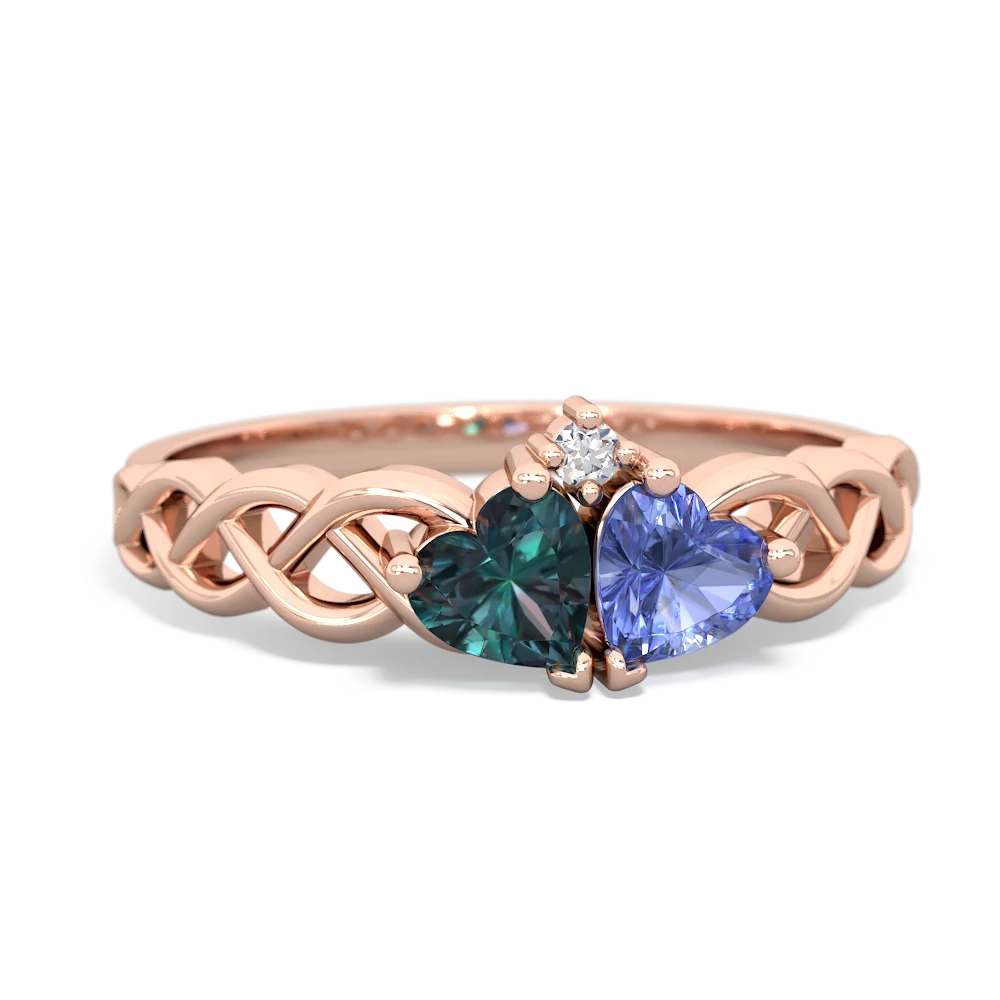 Alexandrite Heart To Heart Braid 14K Rose Gold ring R5870