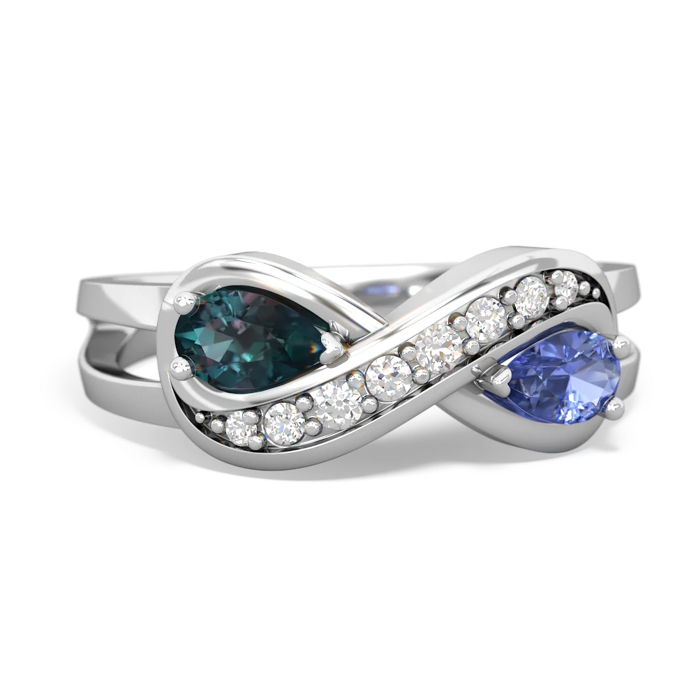 Alexandrite Diamond Infinity 14K White Gold ring R5390