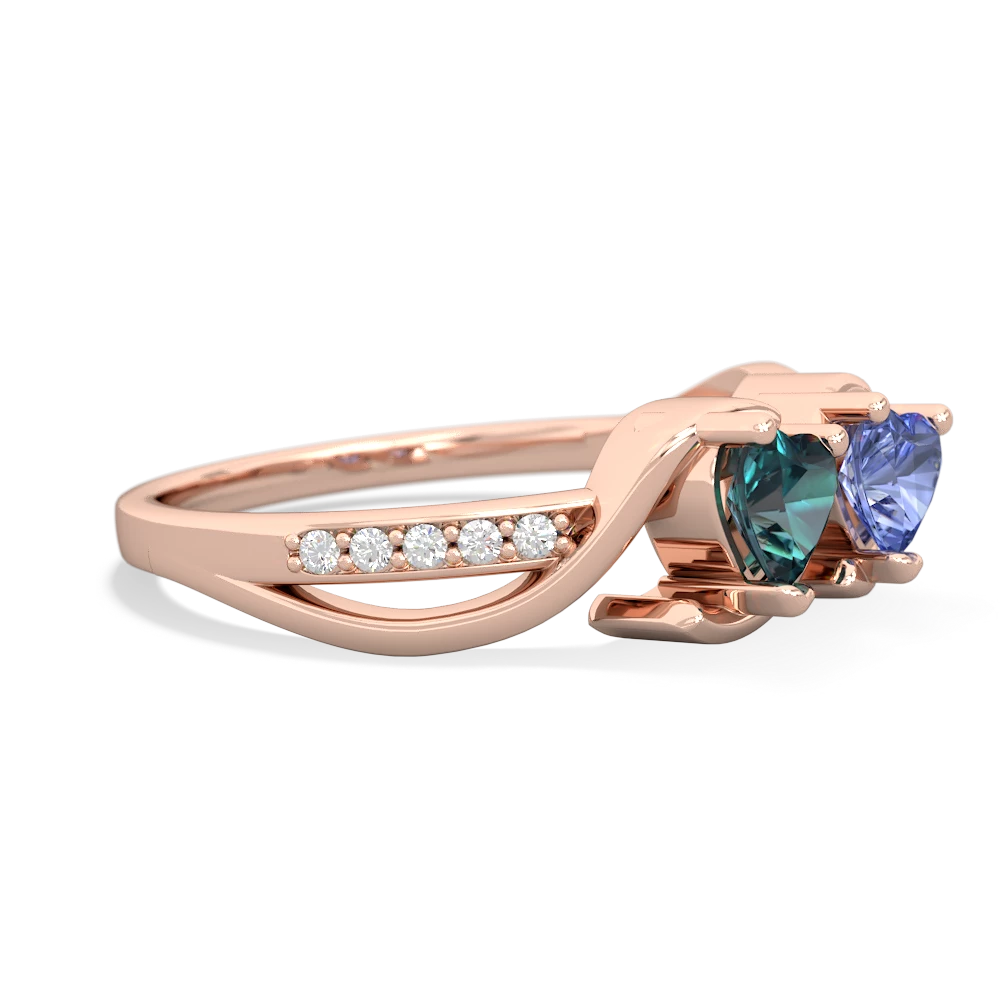 Alexandrite Side By Side 14K Rose Gold ring R3090