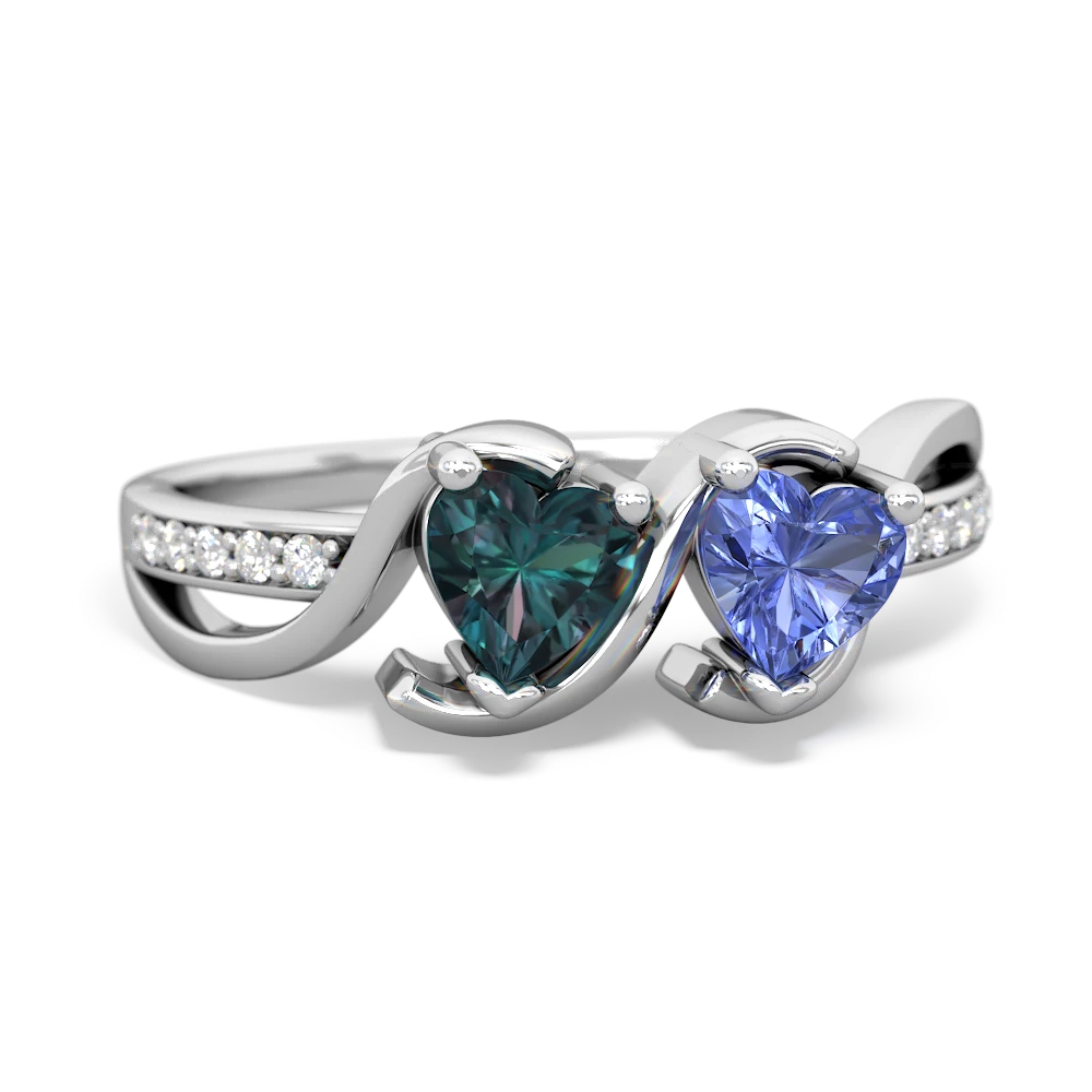 Alexandrite Side By Side 14K White Gold ring R3090