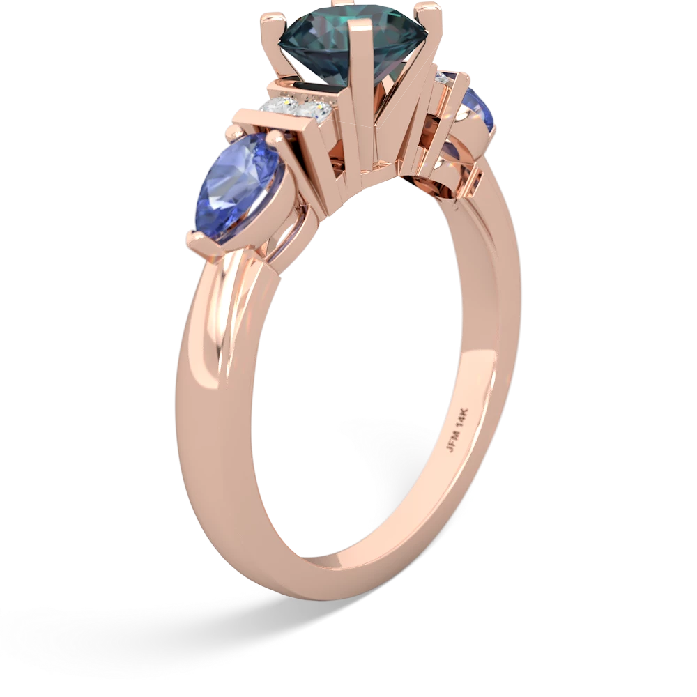 Alexandrite 6Mm Round Eternal Embrace Engagement 14K Rose Gold ring R2005