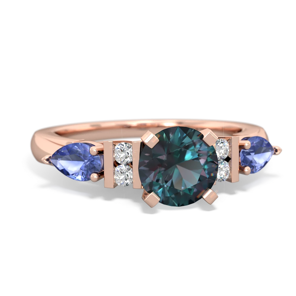 Alexandrite 6Mm Round Eternal Embrace Engagement 14K Rose Gold ring R2005