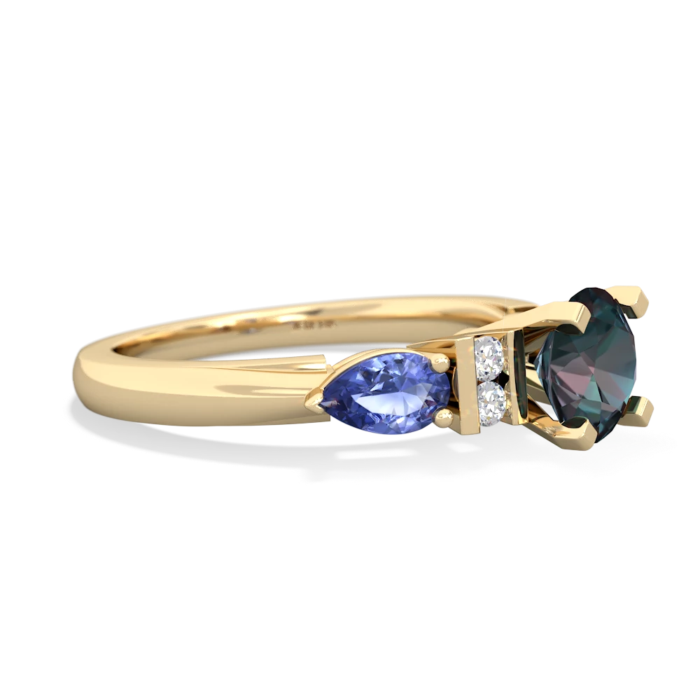 Alexandrite 6Mm Round Eternal Embrace Engagement 14K Yellow Gold ring R2005