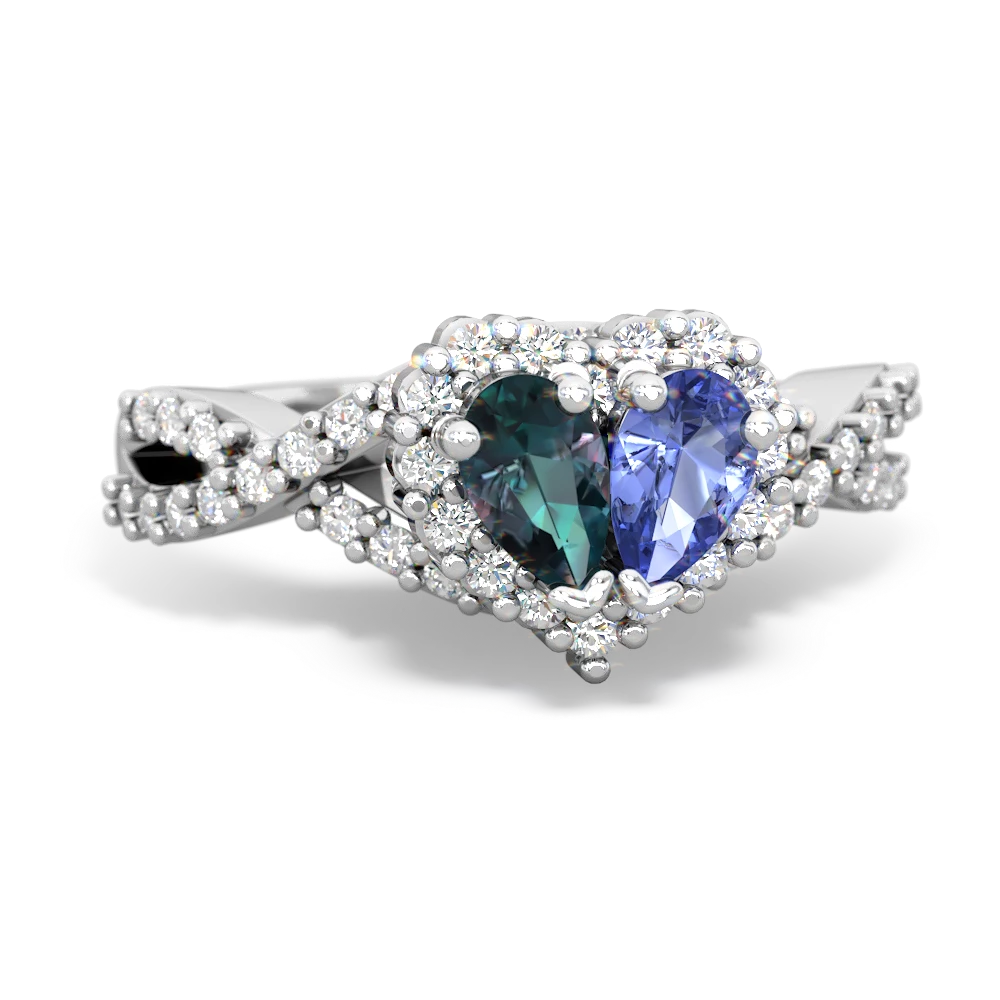 Alexandrite Diamond Twist 'One Heart' 14K White Gold ring R2640HRT