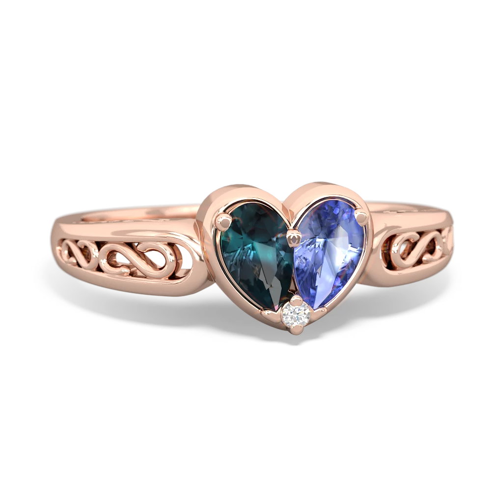 Alexandrite Filligree 'One Heart' 14K Rose Gold ring R5070