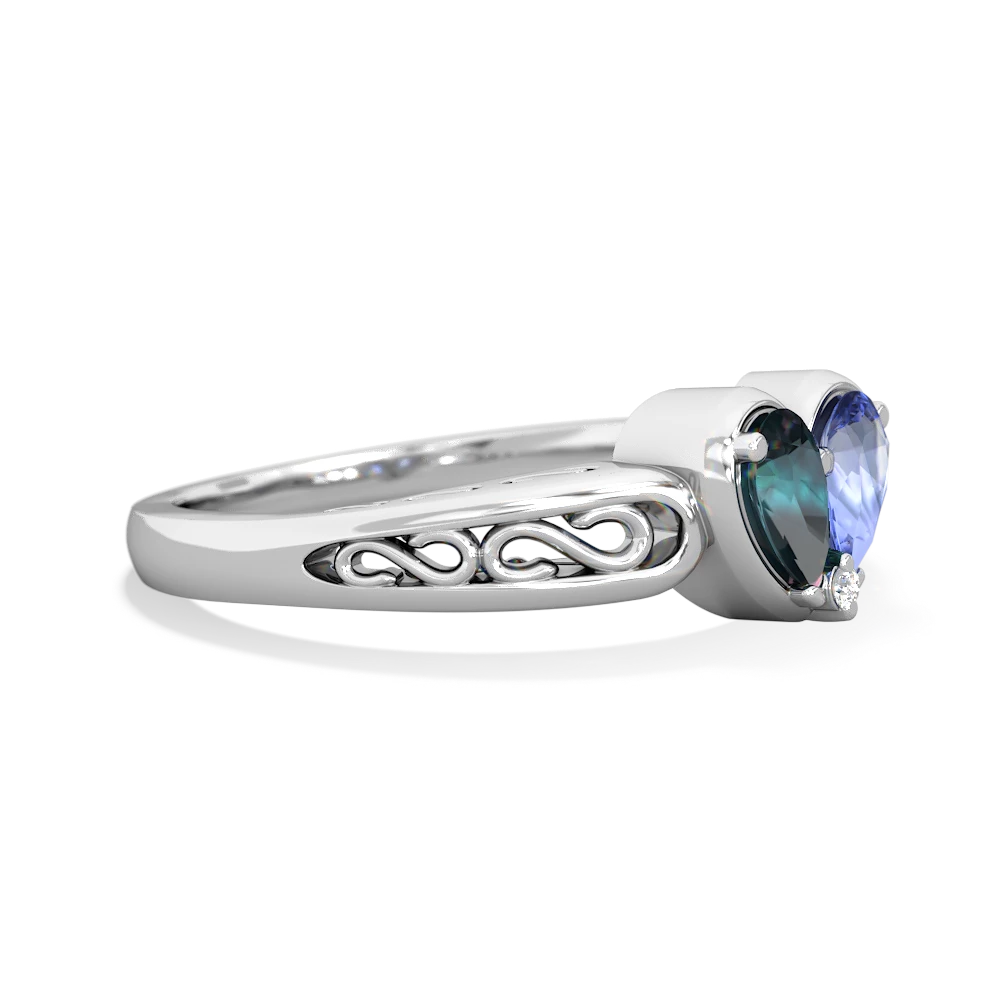 Alexandrite Filligree 'One Heart' 14K White Gold ring R5070