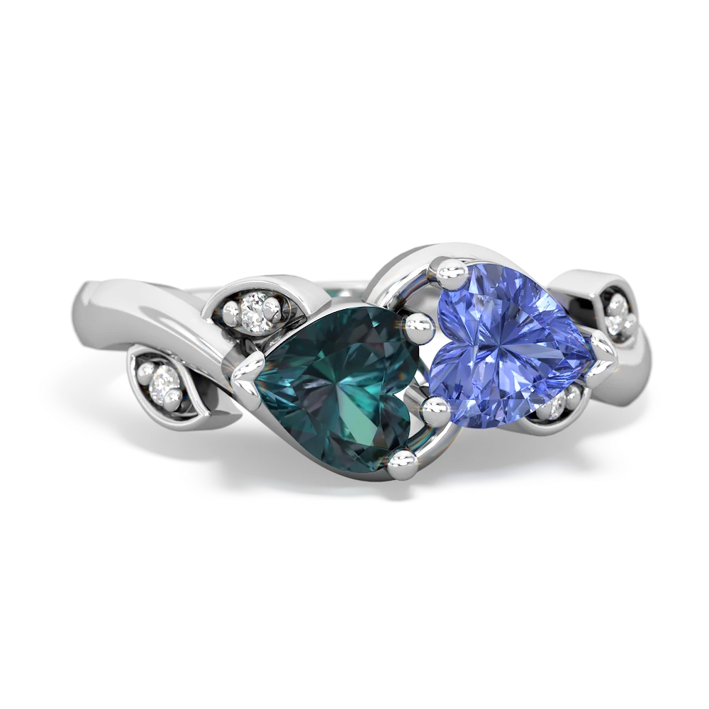 Alexandrite Floral Elegance 14K White Gold ring R5790