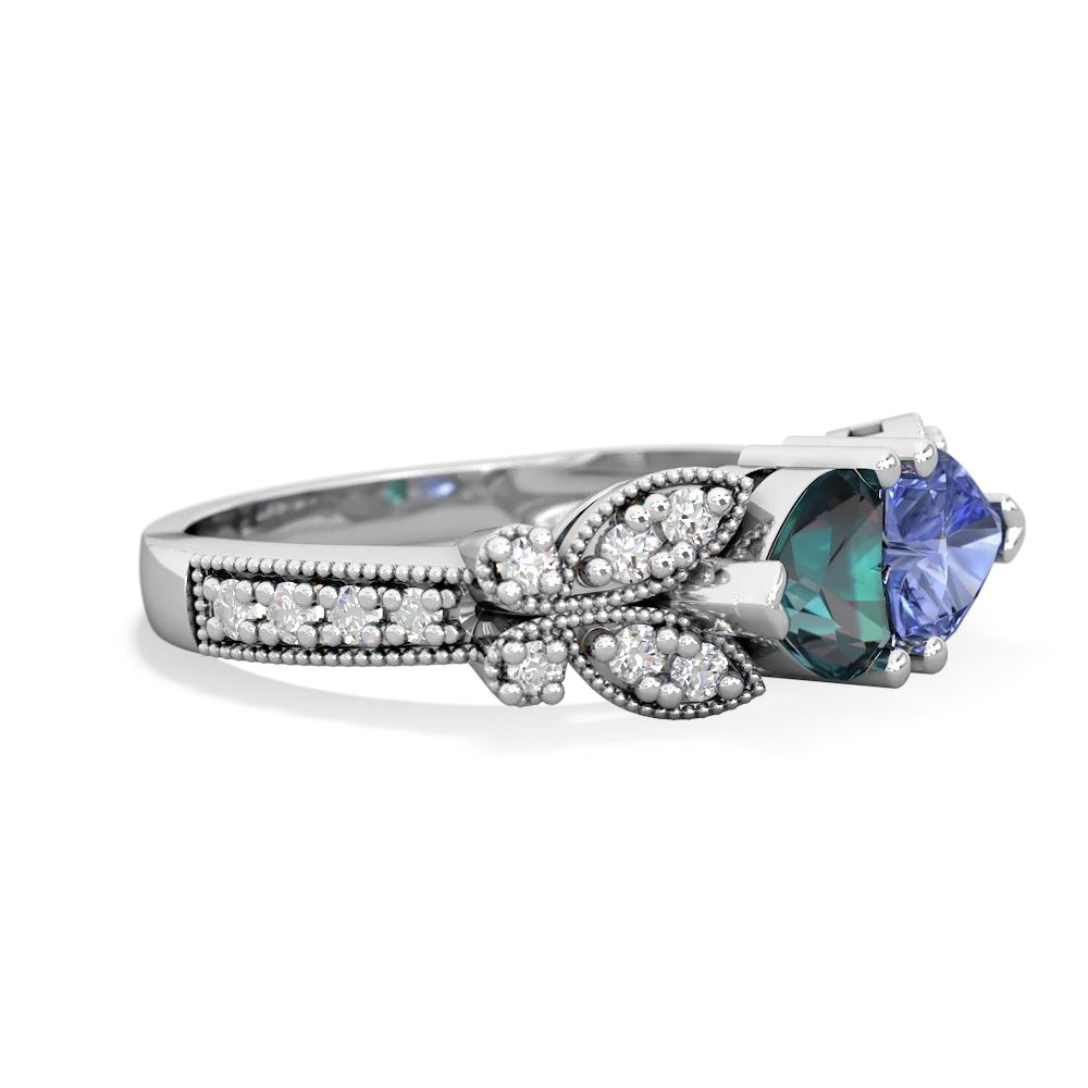 Alexandrite Diamond Butterflies 14K White Gold ring R5601