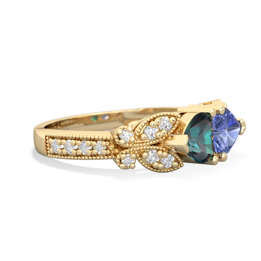 Alexandrite Diamond Butterflies 14K Yellow Gold ring R5601