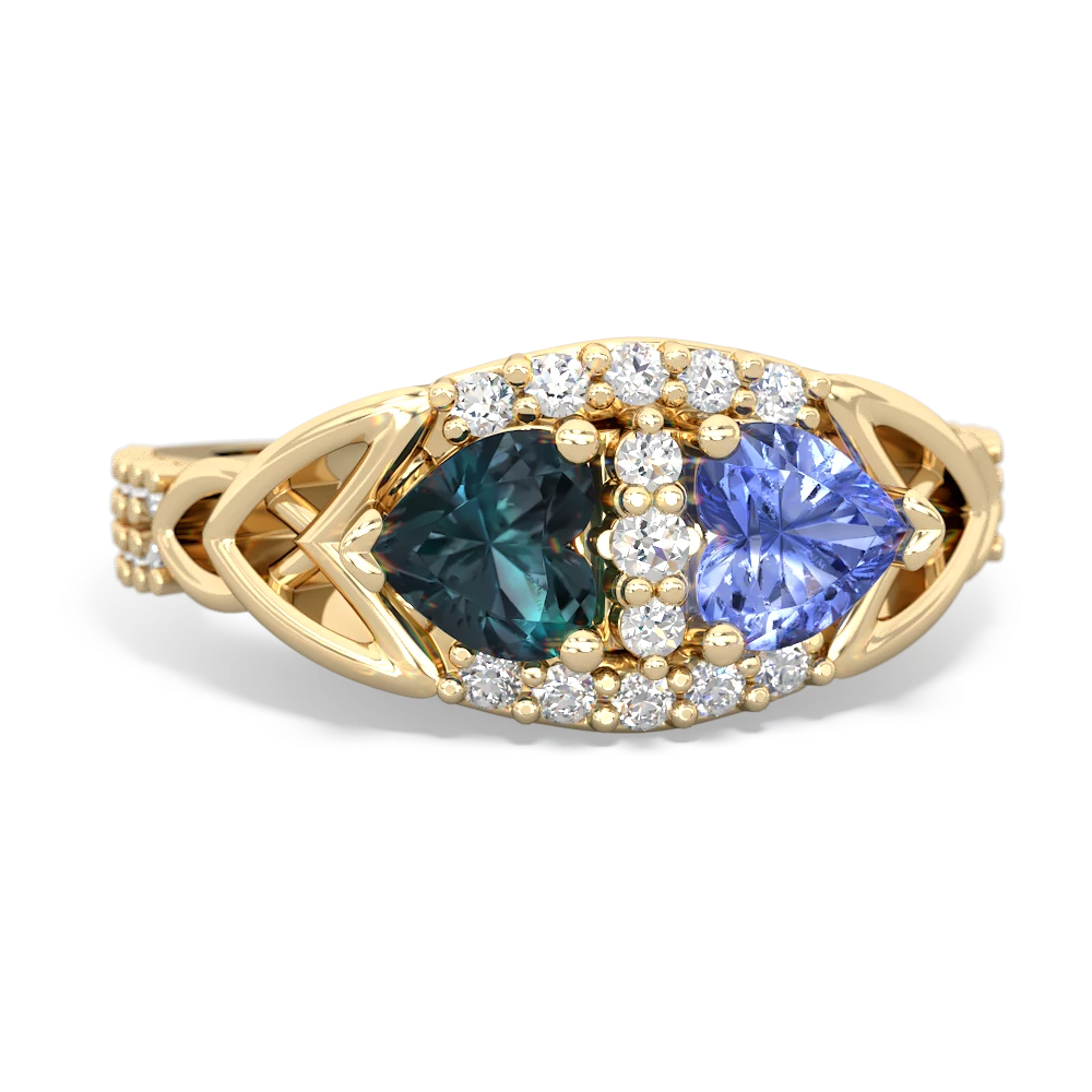 Alexandrite Sparkling Celtic Knot 14K Yellow Gold ring R2645