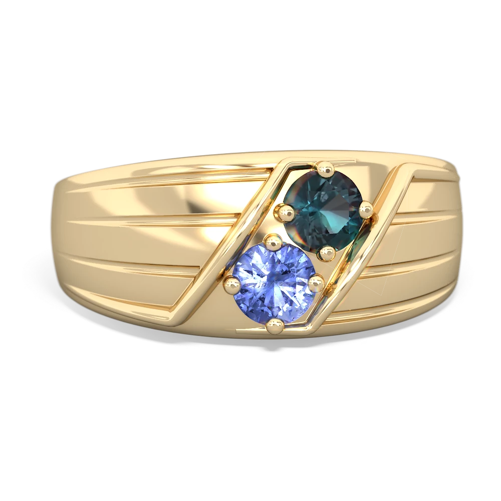 Alexandrite Men's Streamline 14K Yellow Gold ring R0460