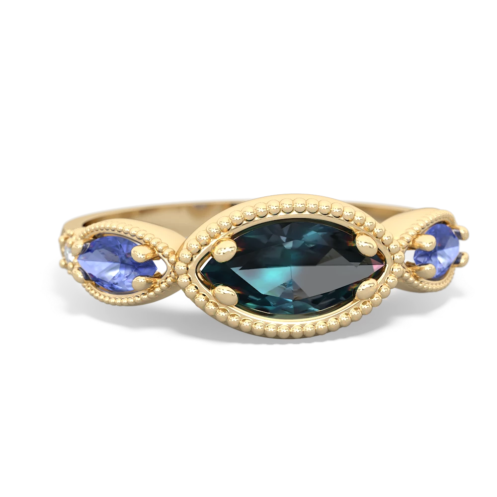 Alexandrite Milgrain Marquise 14K Yellow Gold ring R5700