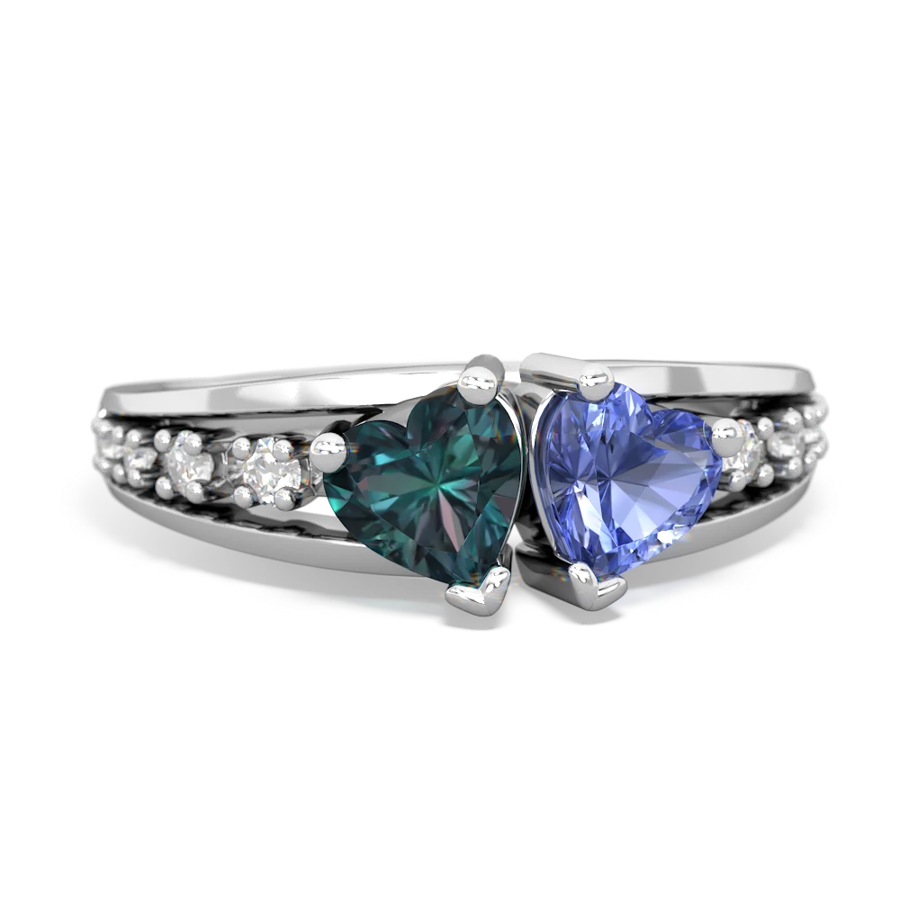 Alexandrite Heart To Heart 14K White Gold ring R3342