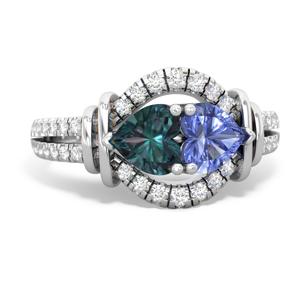 Alexandrite Art-Deco Keepsake 14K White Gold ring R5630