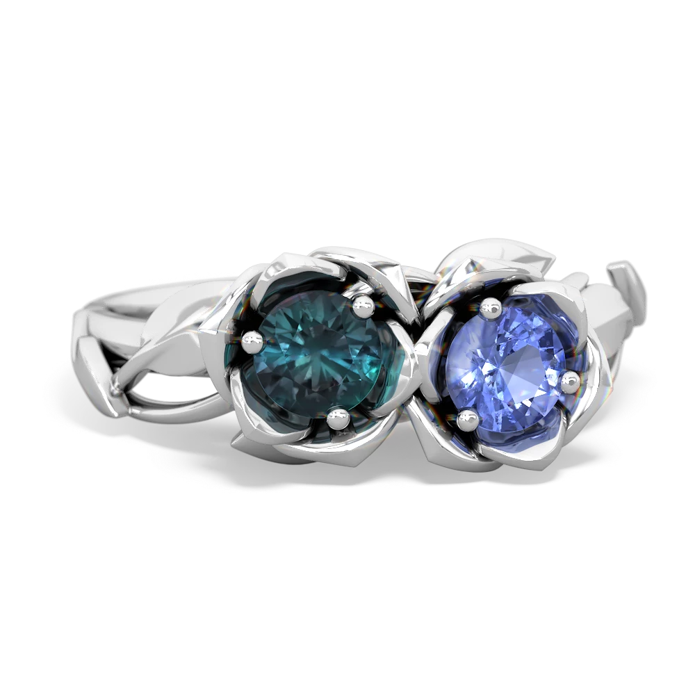 Alexandrite Rose Garden 14K White Gold ring R5510