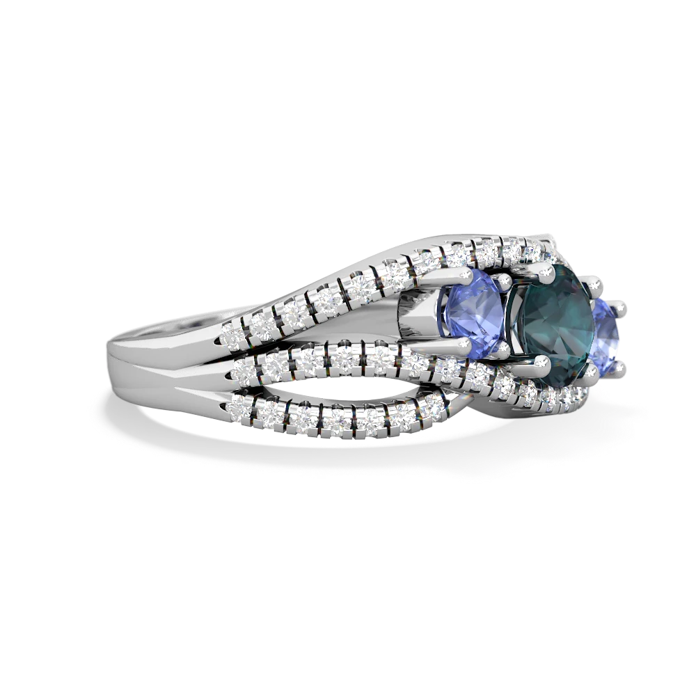 Alexandrite Three Stone Aurora 14K White Gold ring R3080