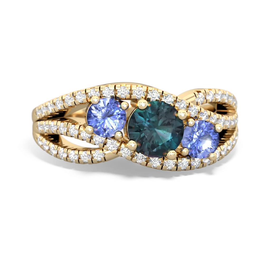 Alexandrite Three Stone Aurora 14K Yellow Gold ring R3080