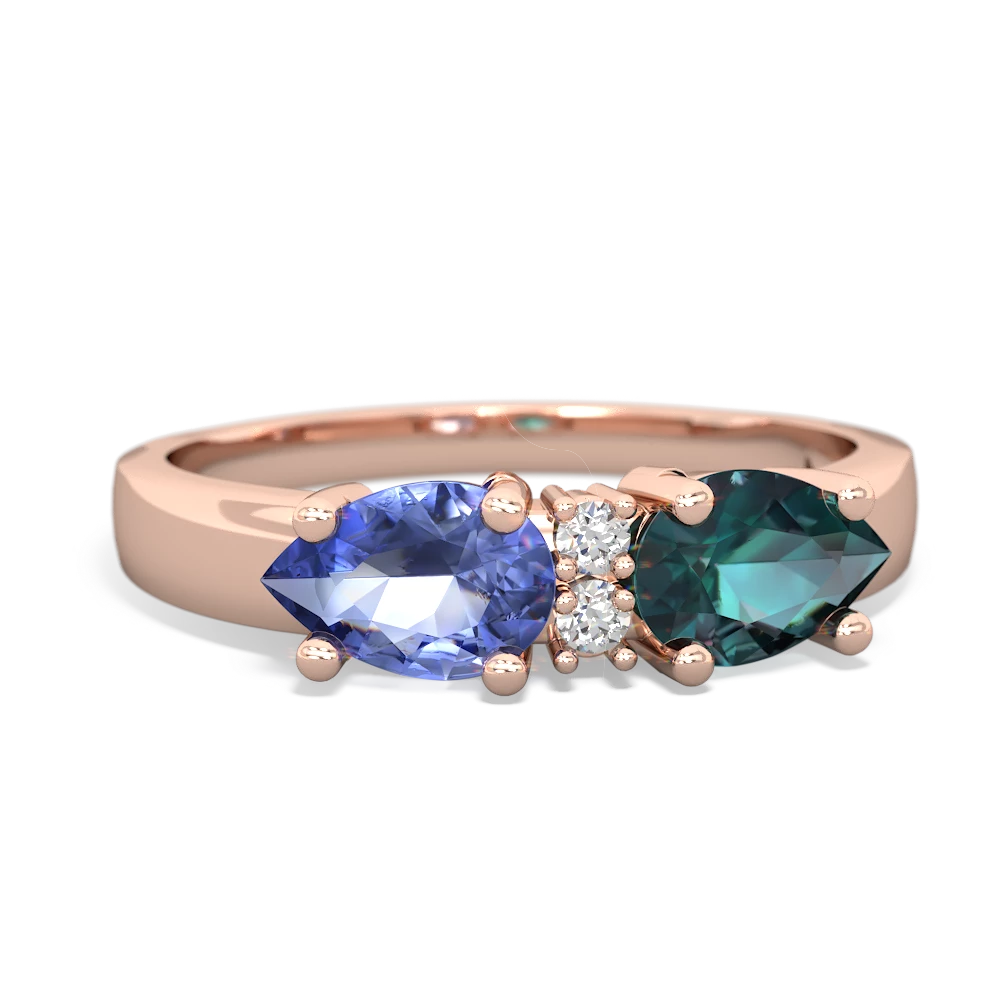 Alexandrite Pear Bowtie 14K Rose Gold ring R0865