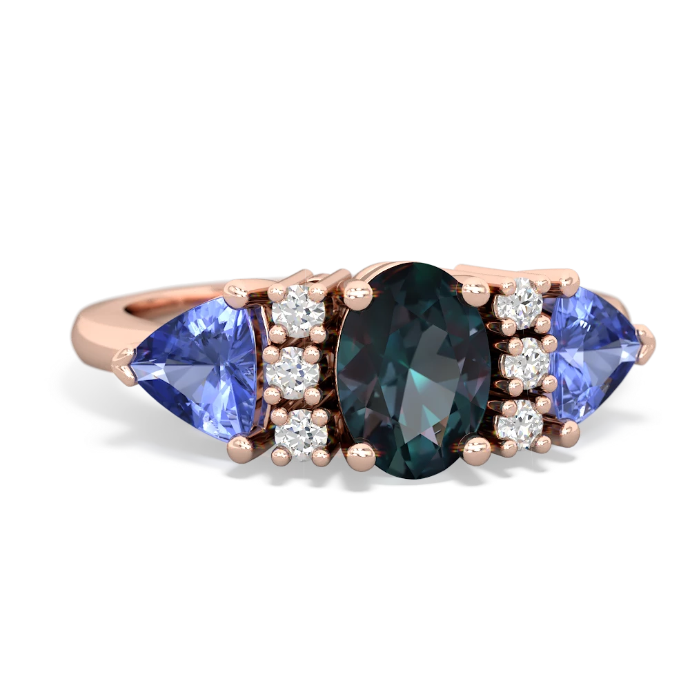 Alexandrite Antique Style Three Stone 14K Rose Gold ring R2186