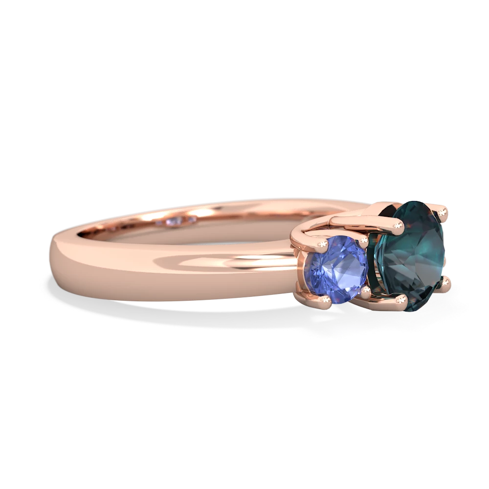 Alexandrite Three Stone Round Trellis 14K Rose Gold ring R4018