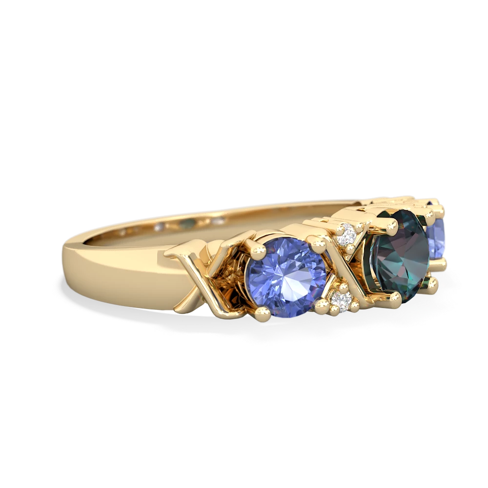 Alexandrite Hugs And Kisses 14K Yellow Gold ring R5016