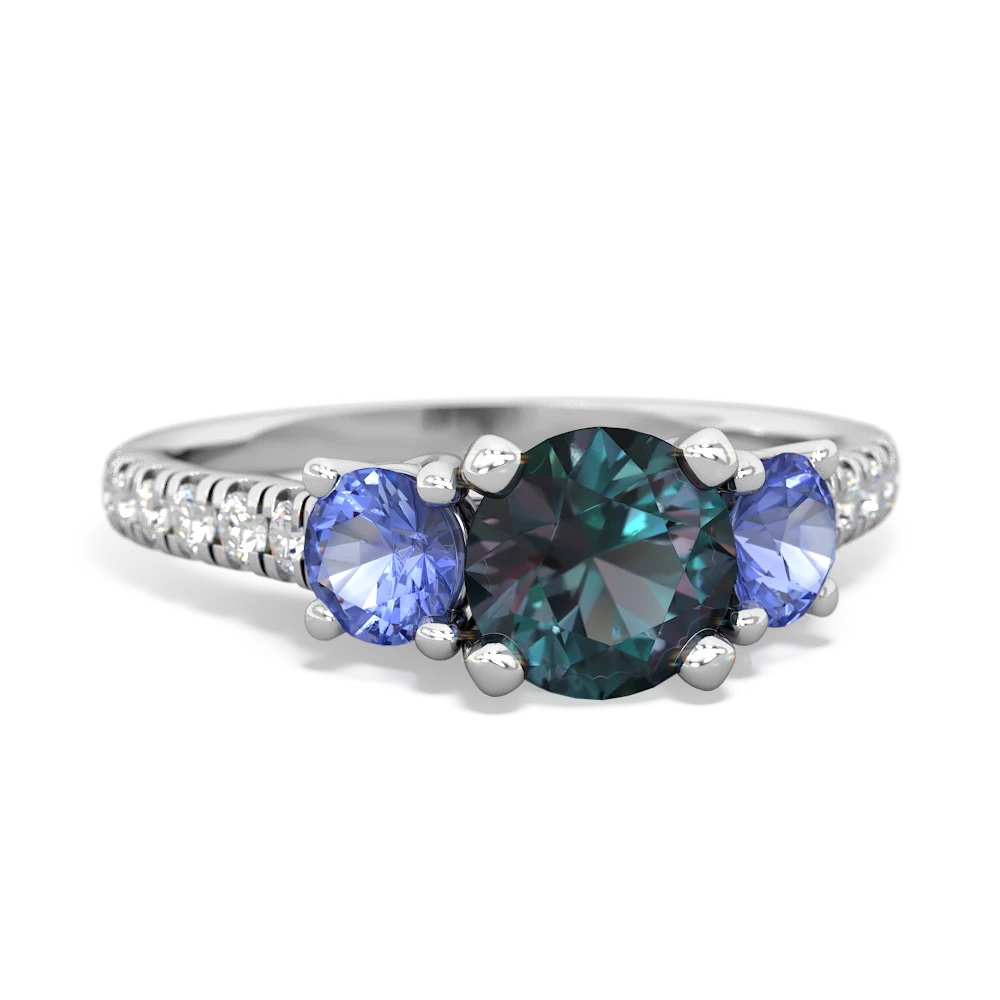 Alexandrite Pave Trellis 14K White Gold ring R5500