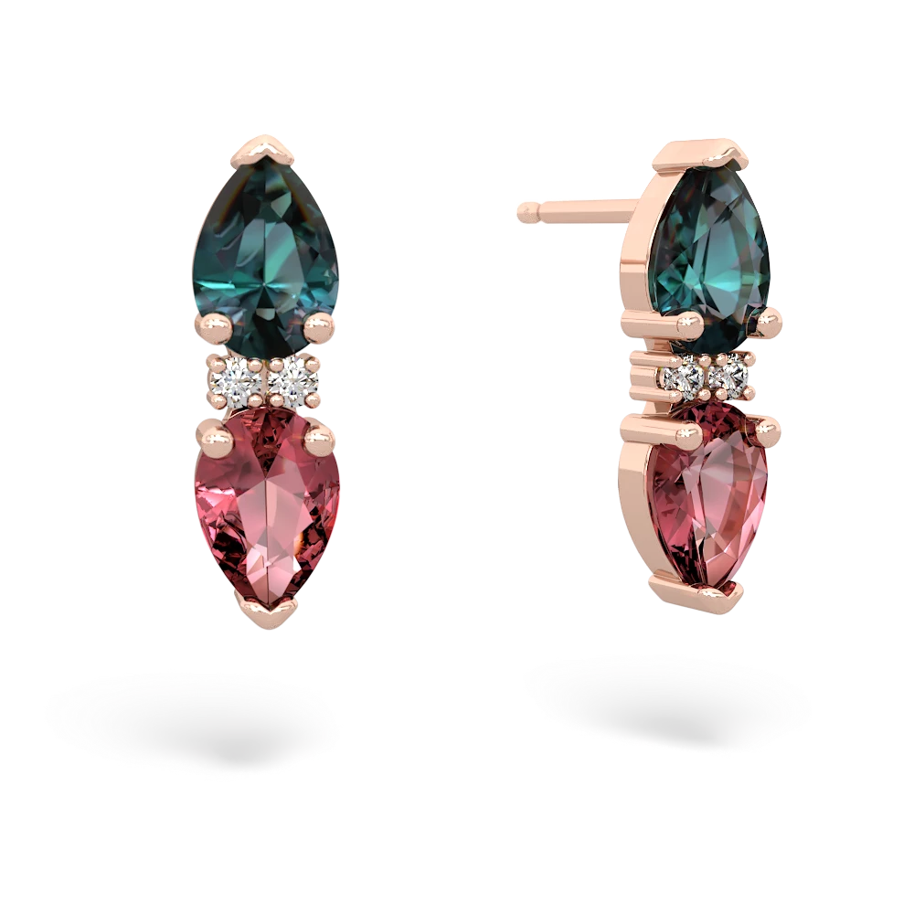 Alexandrite Bowtie Drop 14K Rose Gold earrings E0865