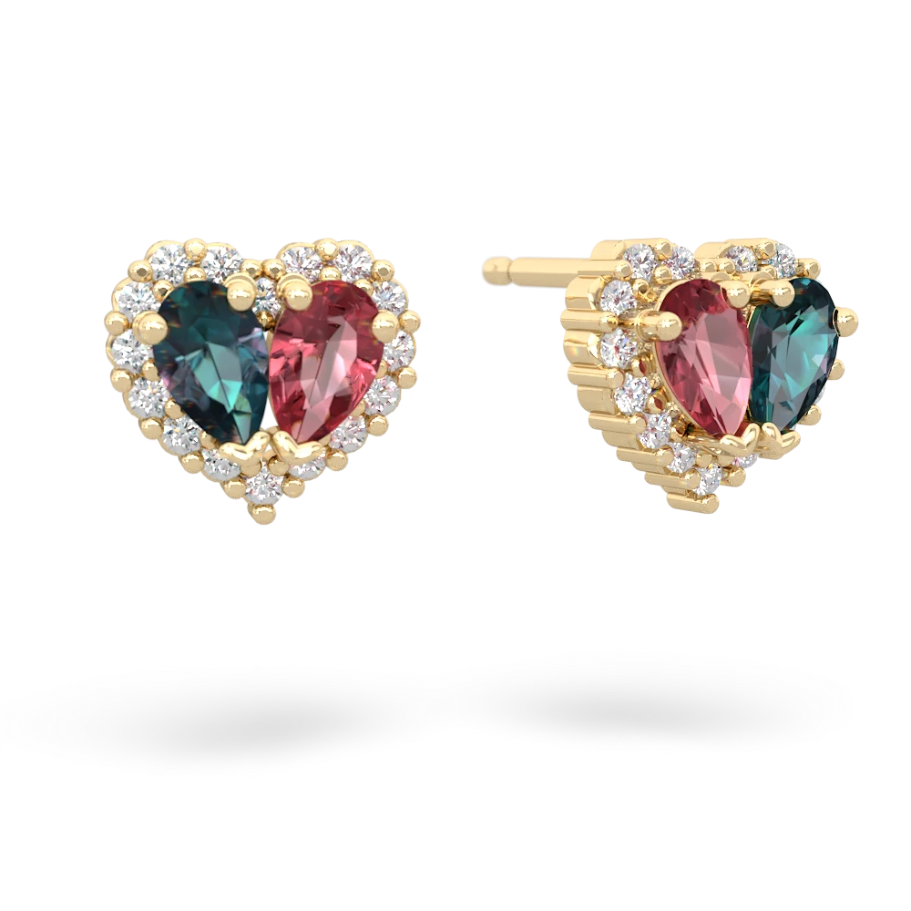 Alexandrite Halo 14K Yellow Gold earrings E7008