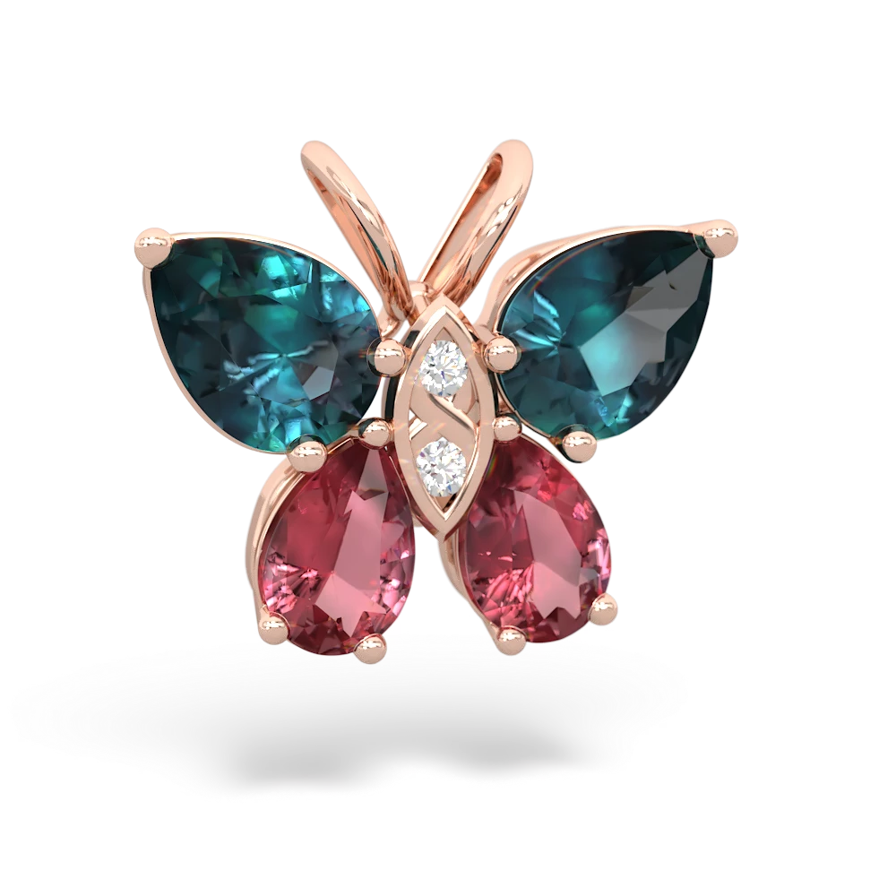 Alexandrite Butterfly 14K Rose Gold pendant P2215