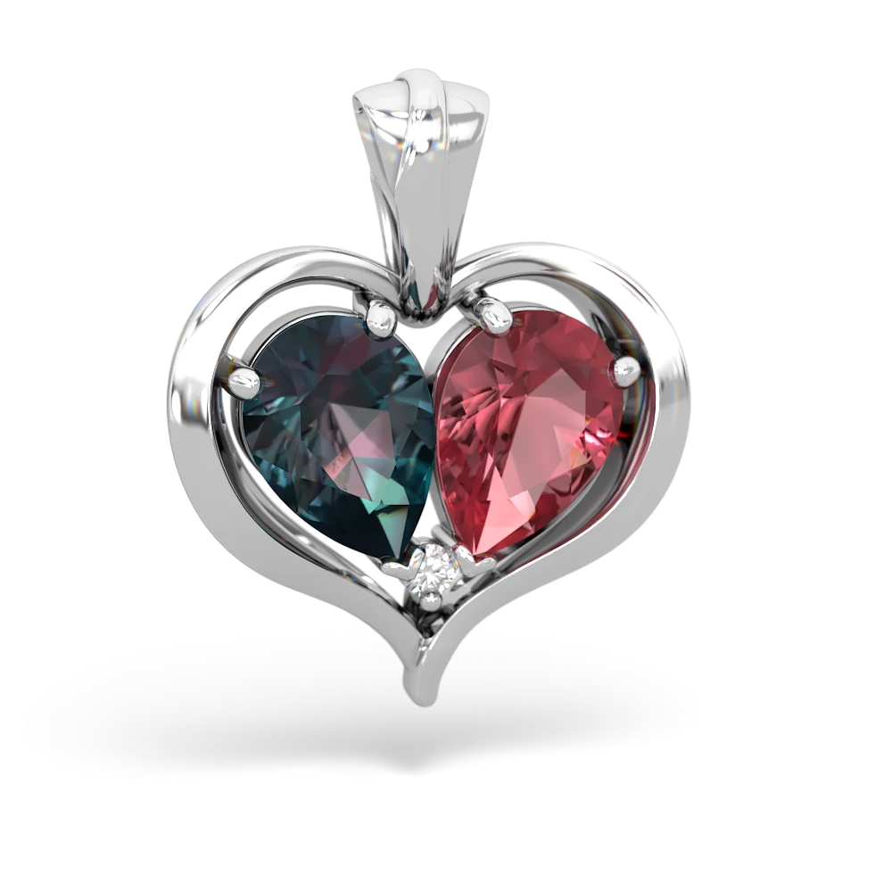 Alexandrite Two Become One 14K White Gold pendant P5330