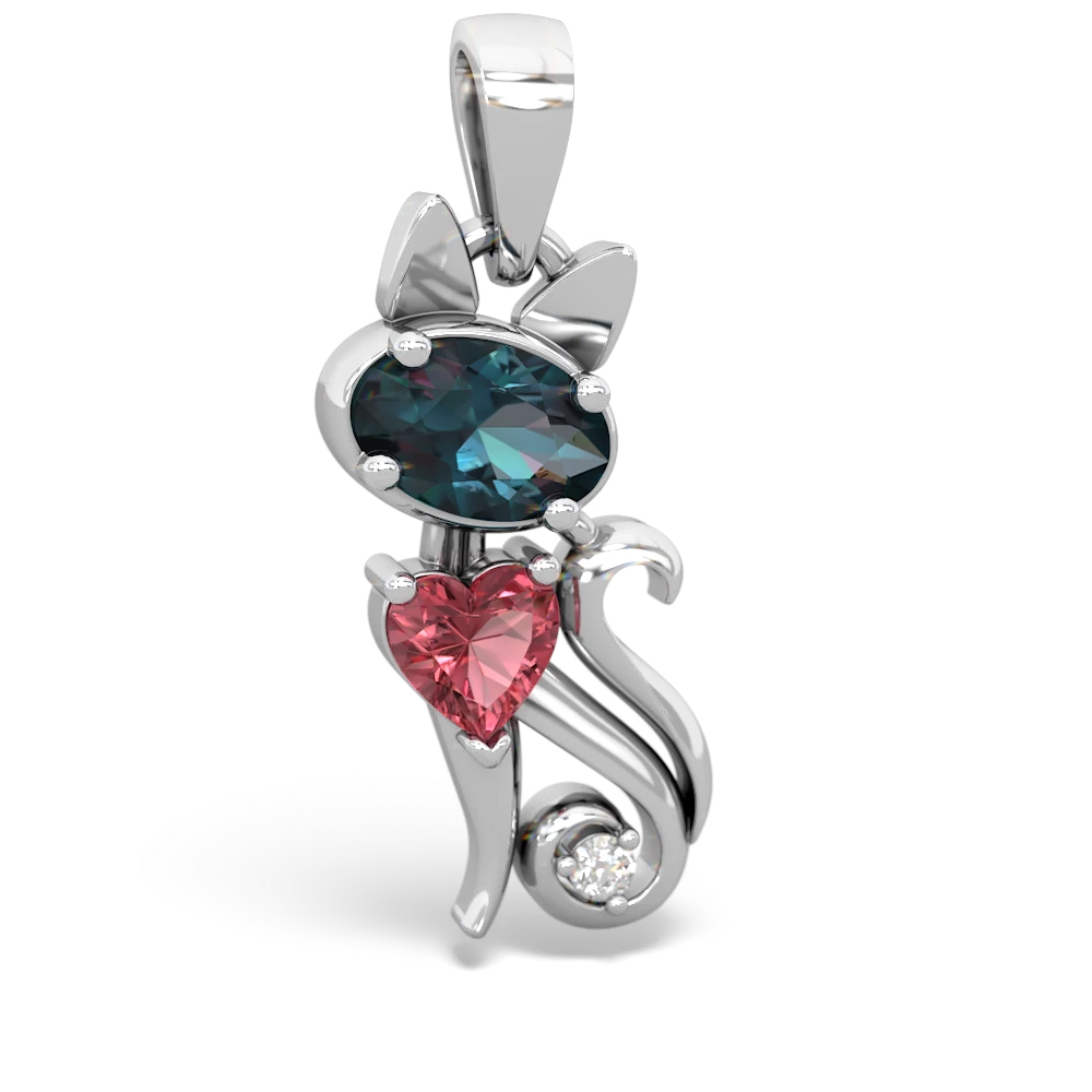 Alexandrite Kitten 14K White Gold pendant P5780