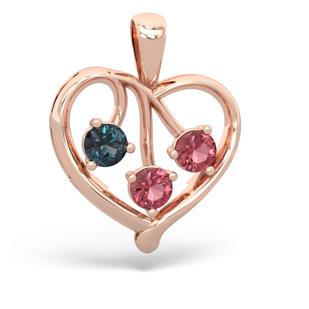 Alexandrite Glowing Heart 14K Rose Gold pendant P2233