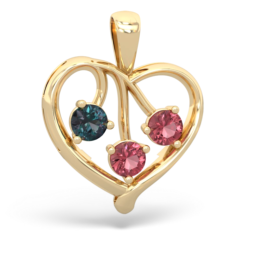 Alexandrite Glowing Heart 14K Yellow Gold pendant P2233