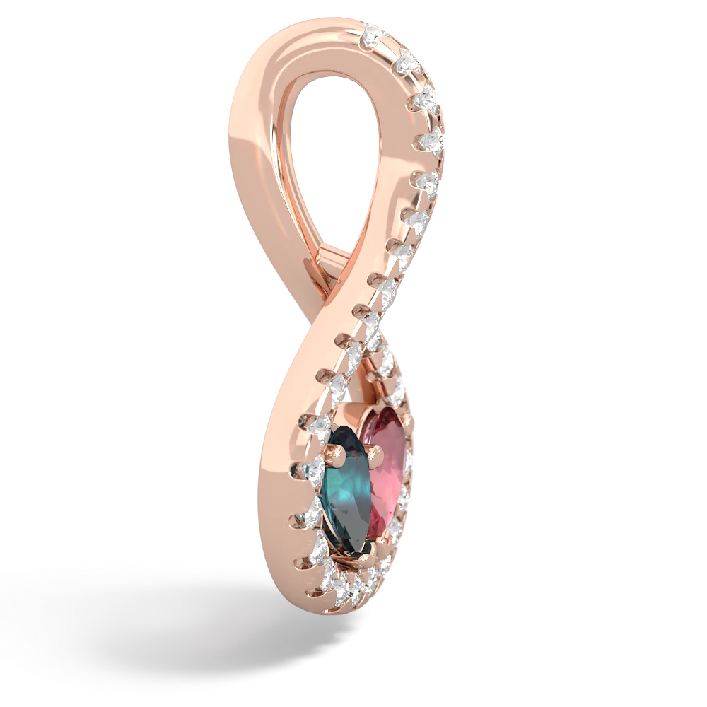 Alexandrite Pave Twist 'One Heart' 14K Rose Gold pendant P5360