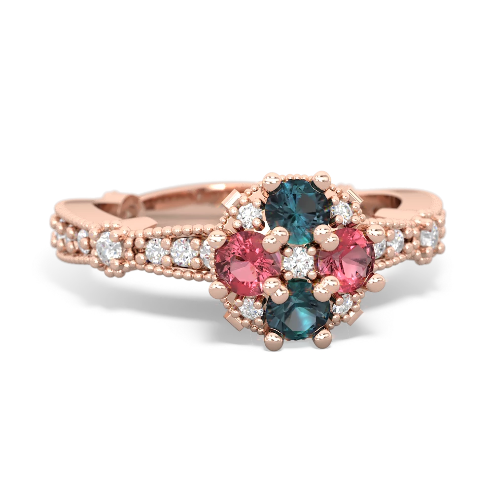 Alexandrite Sparkling Tiara Cluster 14K Rose Gold ring R26293RD