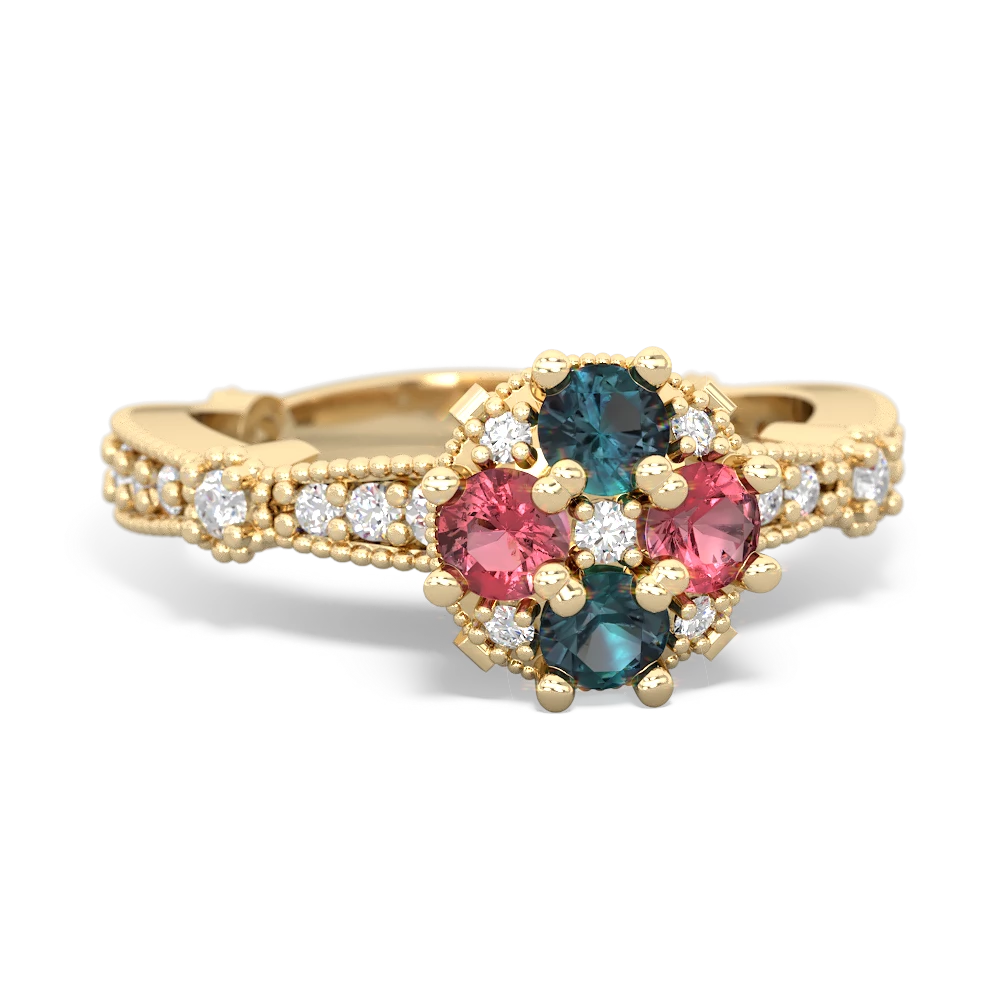 Alexandrite Sparkling Tiara Cluster 14K Yellow Gold ring R26293RD